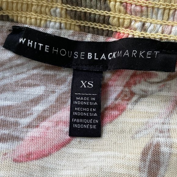 WHBM White House Black Market Pastel Yellow Floral Cold Shoulder Top XS - Picture 5 of 7